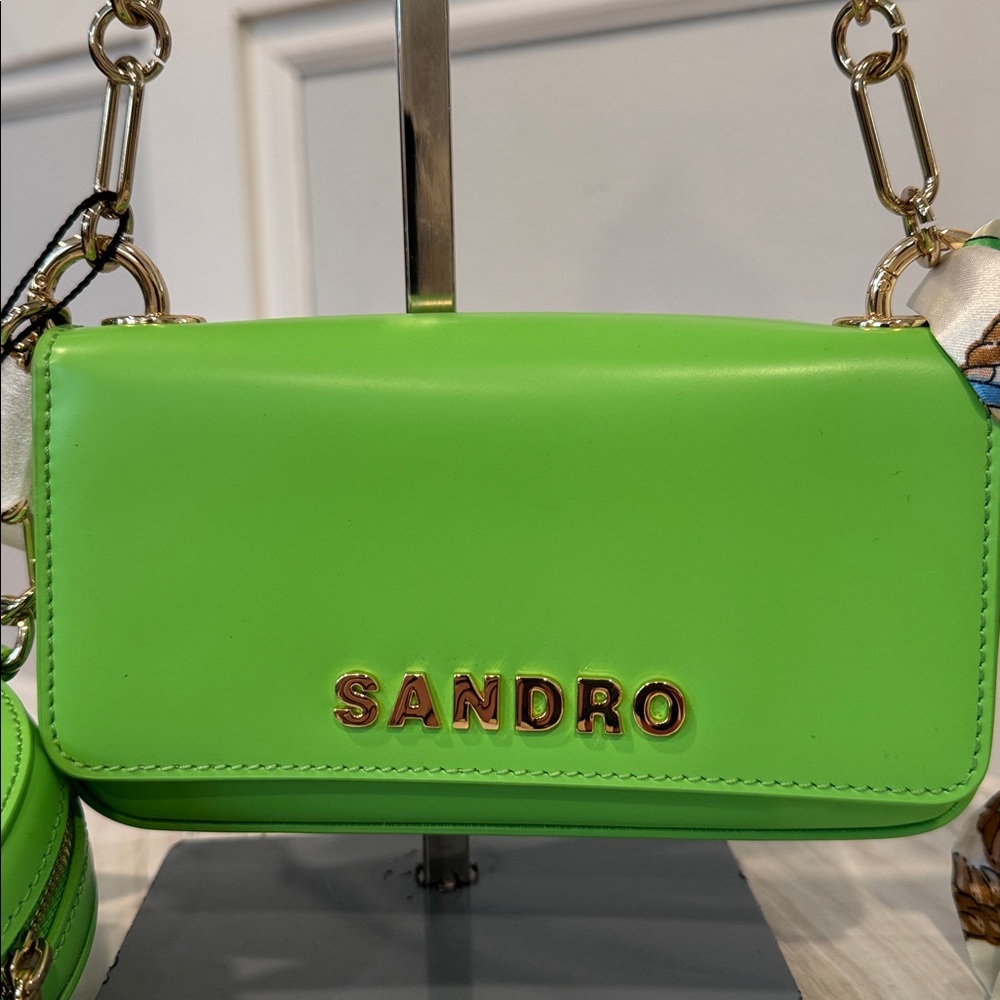 Sandro Bag Totemo Mini Leather Green Shoulder Bag - Picture 5 of 17